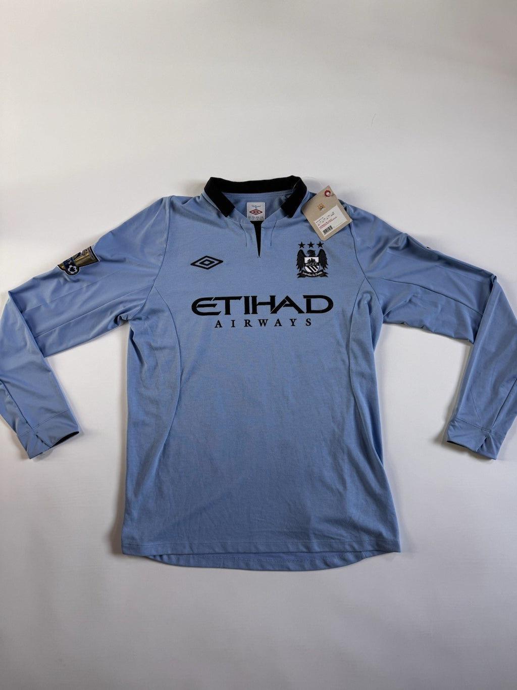 Sergio Kun Aguero Manchester City 2012 - 2013 Home Long Sleeve Jersey Sz 42 NWT