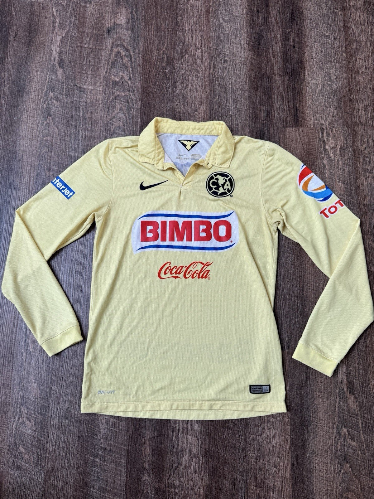 Club America 2014 2015 Home Long Sleeve Football Shirt Jersey Size S 