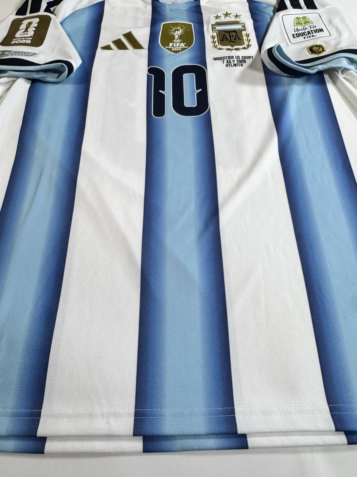 Argentina Lionel Messi FAN Version Match Detail vs Egypt Jersey Size L NWT