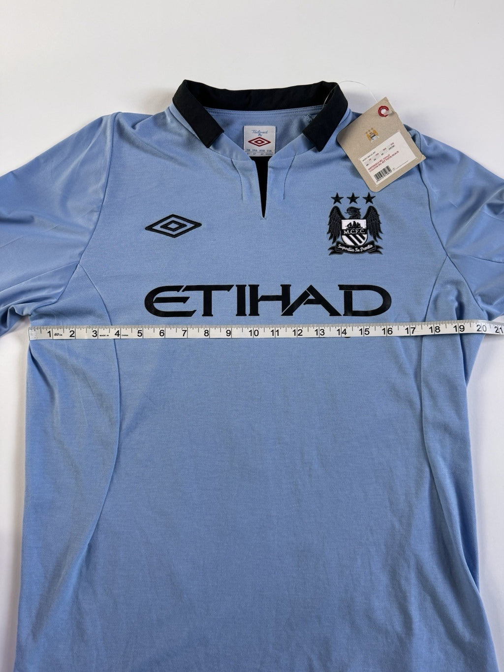 Sergio Kun Aguero Manchester City 2012 - 2013 Home Long Sleeve Jersey Sz 42 NWT