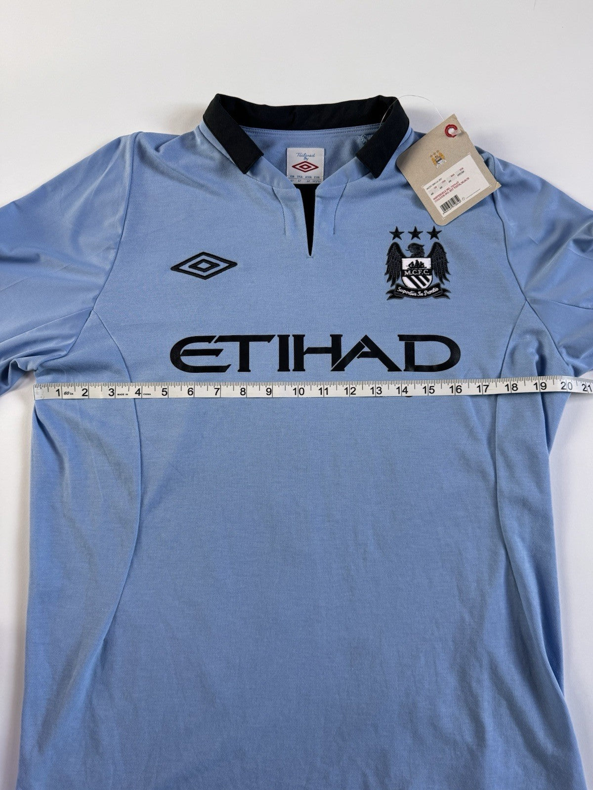 Sergio Kun Aguero Manchester City 2012 - 2013 Home Long Sleeve Jersey Sz 42 NWT
