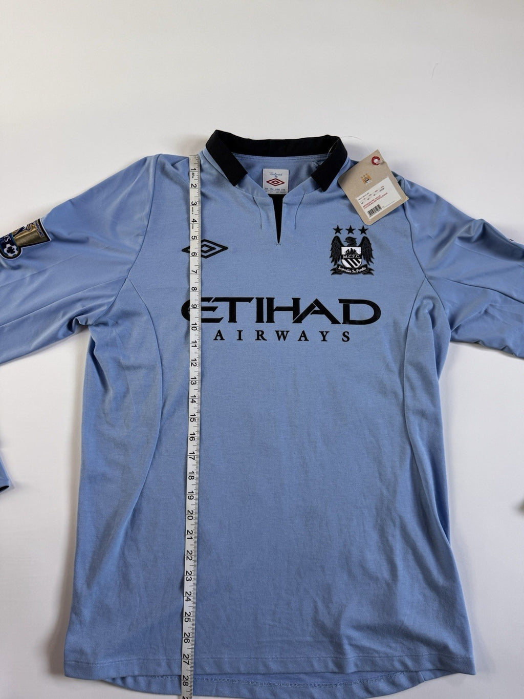 Sergio Kun Aguero Manchester City 2012 - 2013 Home Long Sleeve Jersey Sz 42 NWT