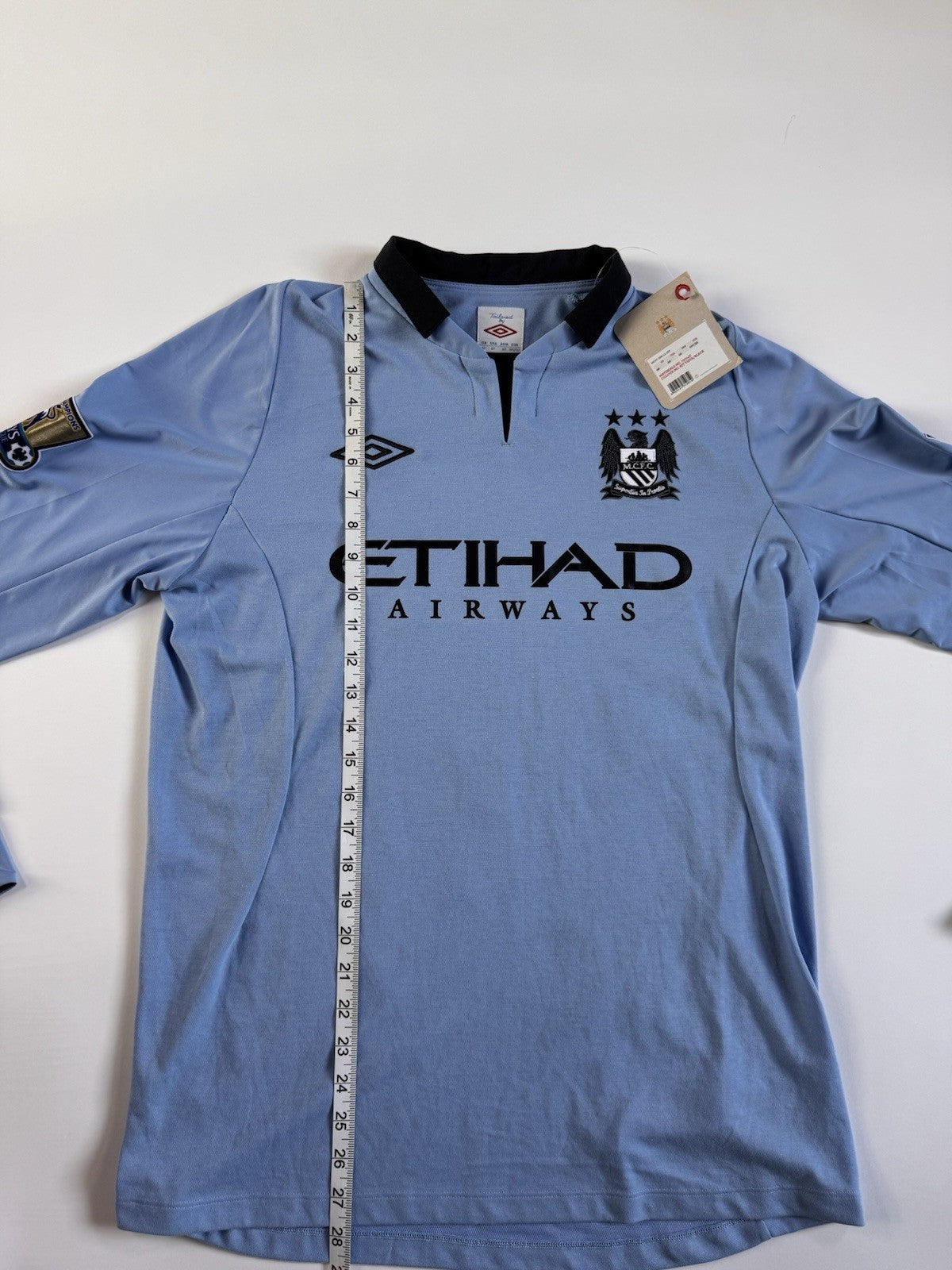 Sergio Kun Aguero Manchester City 2012 - 2013 Home Long Sleeve Jersey Sz 42 NWT