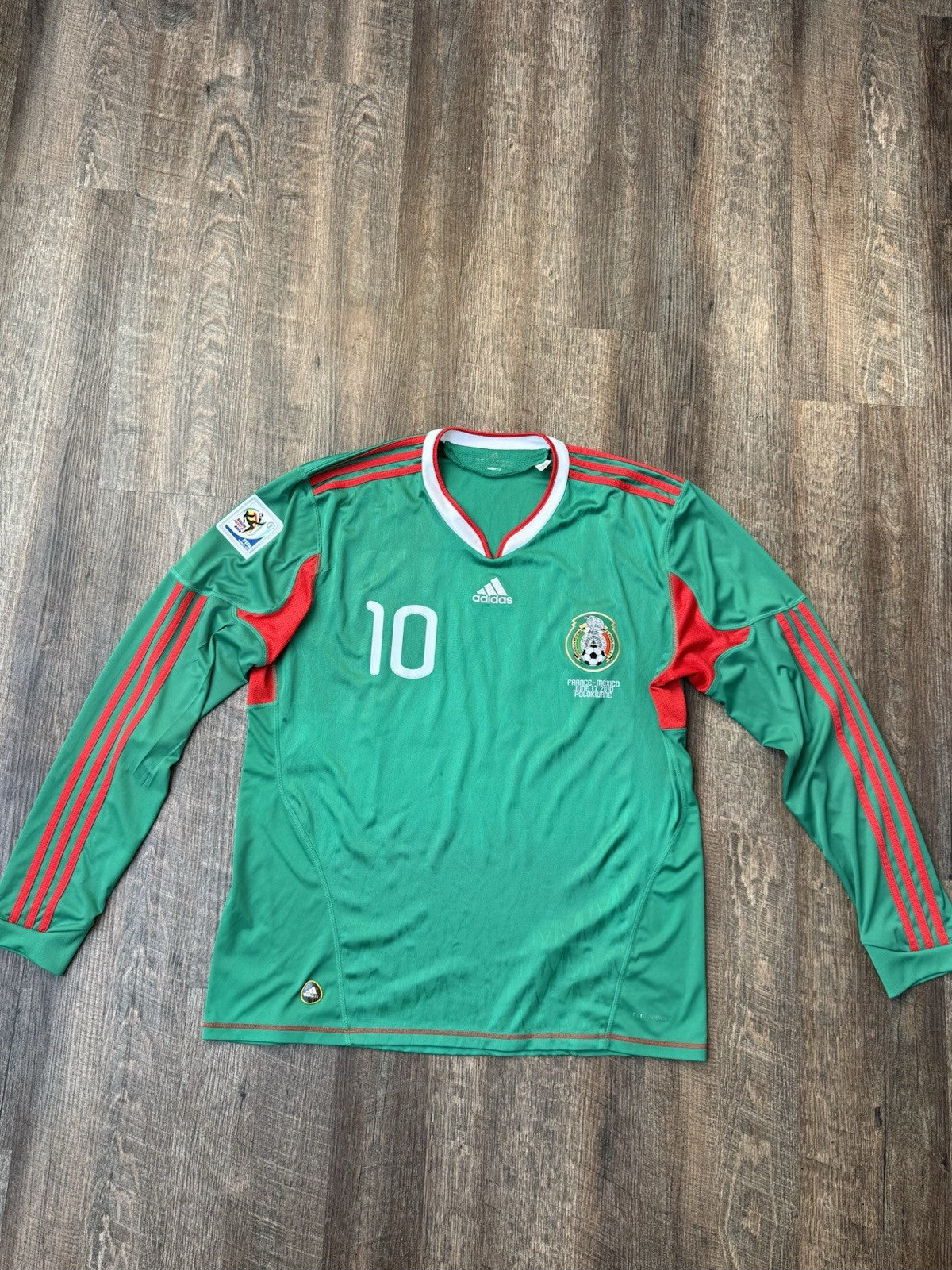Cuauhtemoc Blanco Mexico 2010 Home Long Sleeve Football Shirt Jersey Size XL 