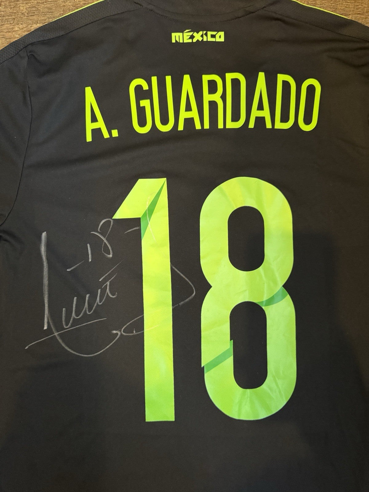 Andres Guardado UTILERIA SIGNED 2015 Adidas Mexico Home Soccer Jersey. NO COA