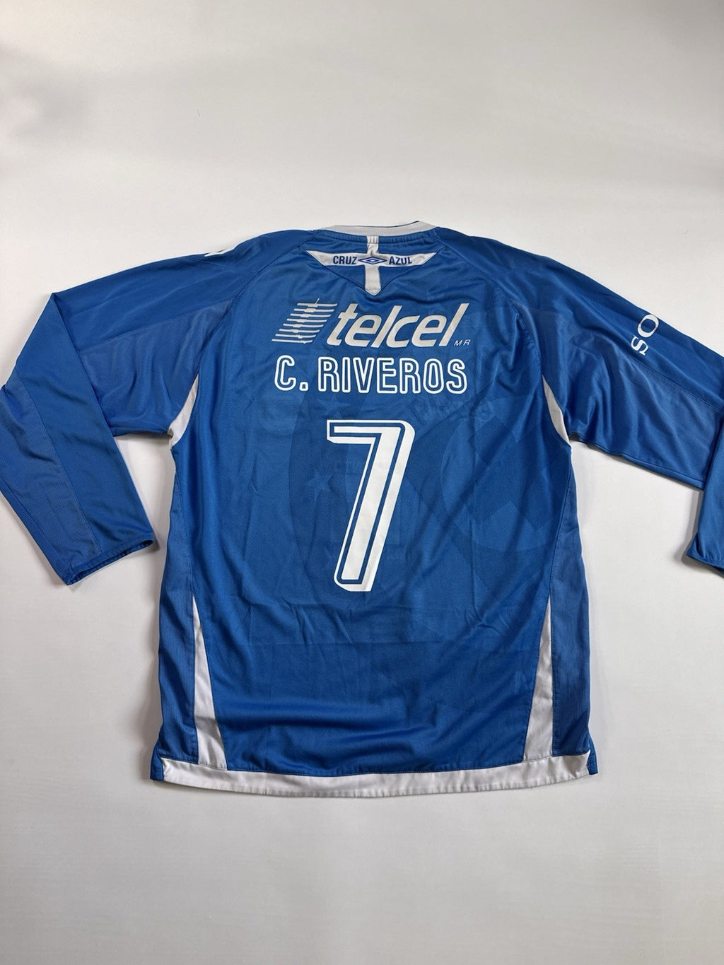 Cruz Azul 2008 09 Cristian Riveros Long Sleeve Home Football Shirt Jersey Size M
