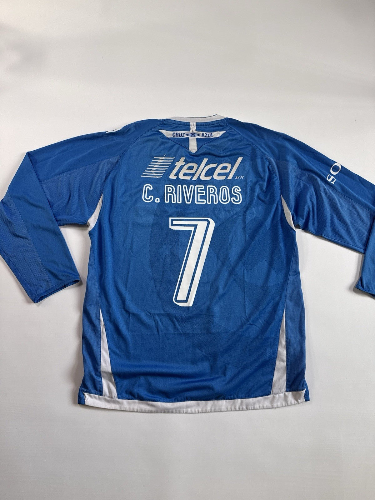 Cruz Azul 2008 09 Cristian Riveros Long Sleeve Home Football Shirt Jersey Size M