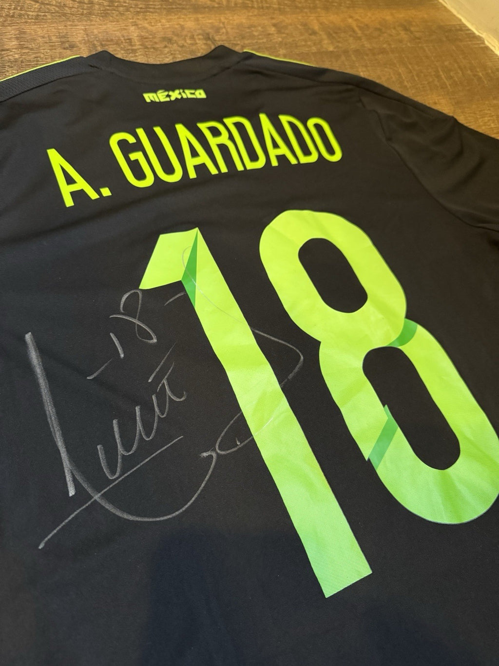 Andres Guardado UTILERIA SIGNED 2015 Adidas Mexico Home Soccer Jersey. NO COA