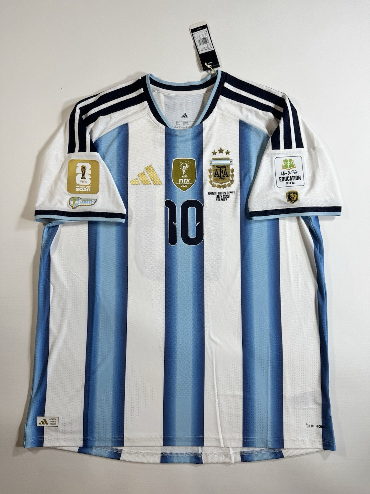 Argentina Lionel Messi Player Version Match Detail vs Egypt Jersey Size 2XL NWT