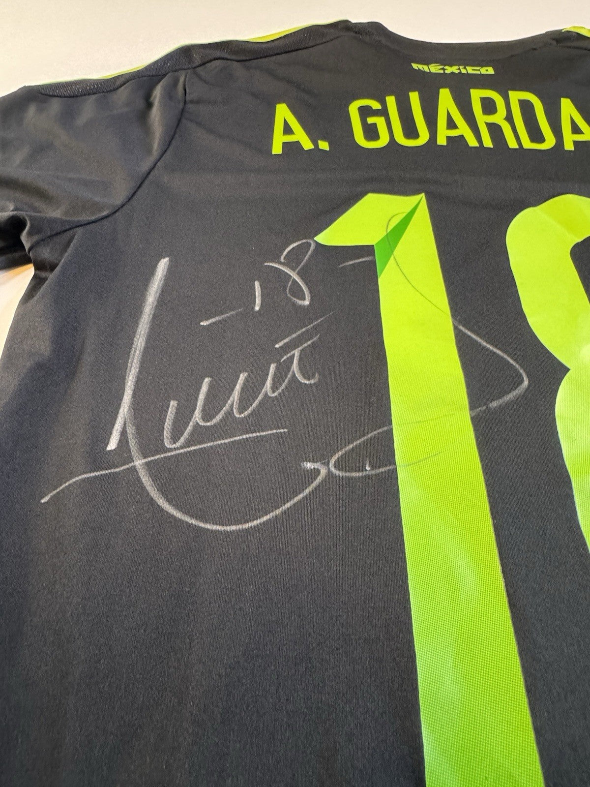 Andres Guardado Player Issue SIGNED 2015 Adidas Mexico Soccer Jersey. NO COA