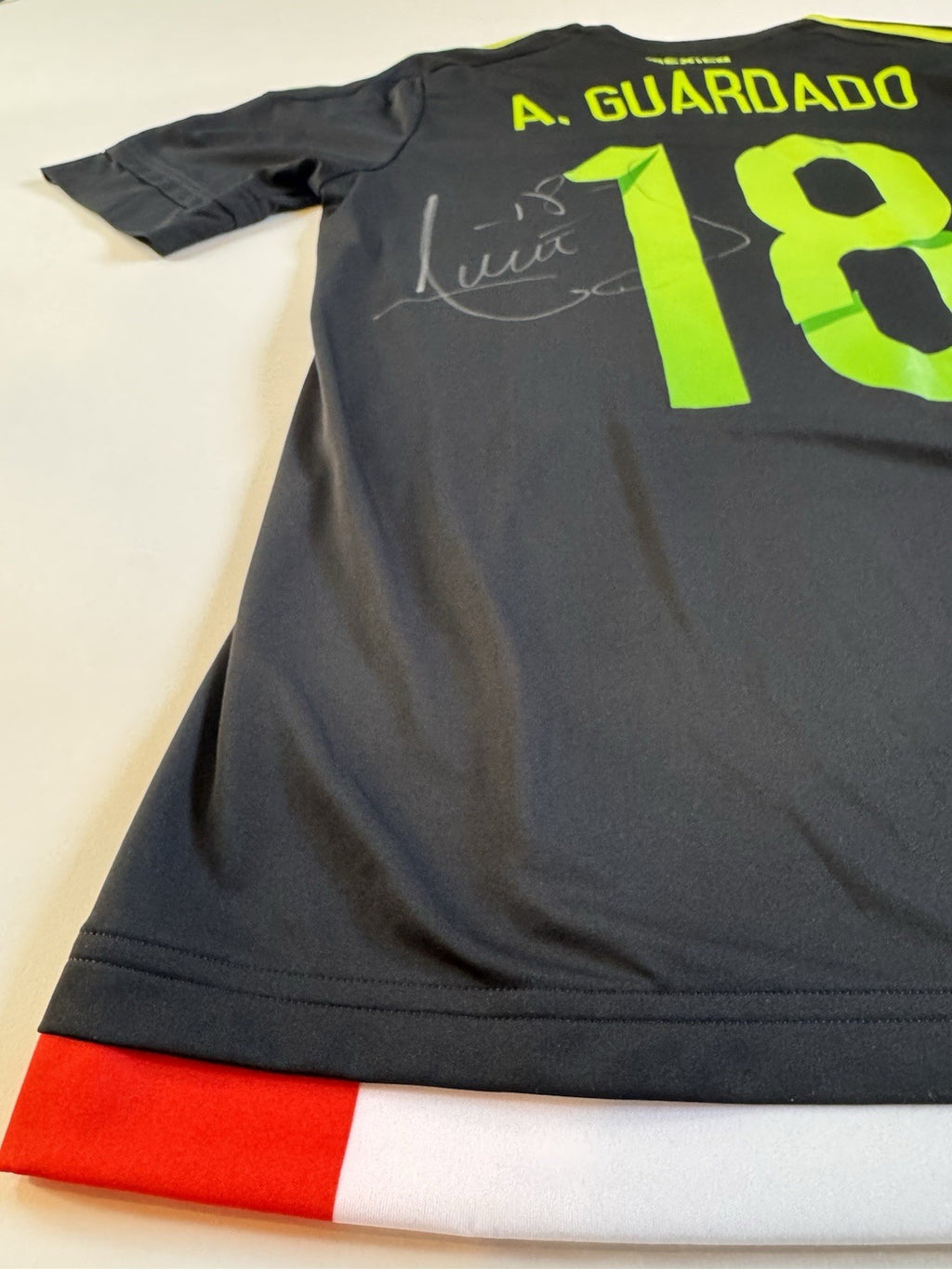 Andres Guardado Player Issue SIGNED 2015 Adidas Mexico Soccer Jersey. NO COA
