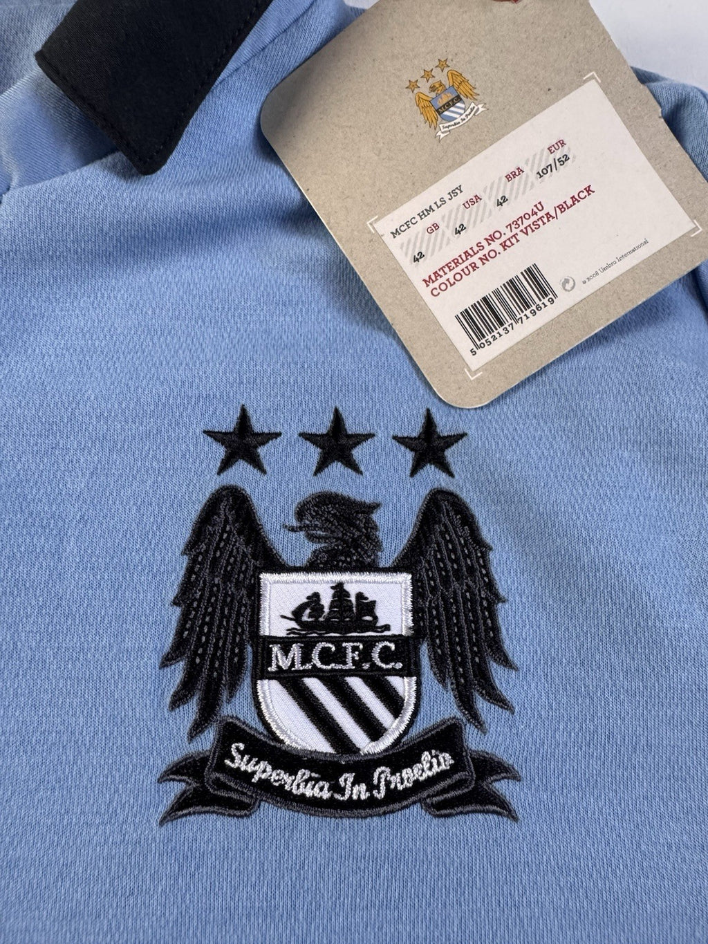 Sergio Kun Aguero Manchester City 2012 - 2013 Home Long Sleeve Jersey Sz 42 NWT