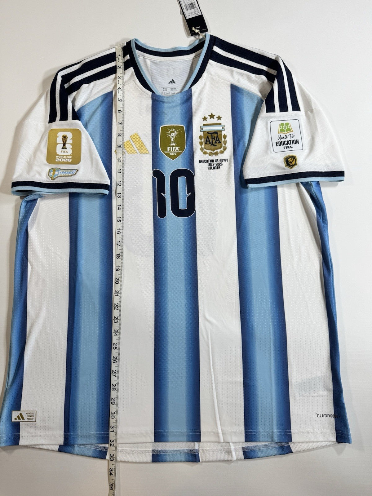 Argentina Lionel Messi Player Version Match Detail vs Egypt Jersey Size 2XL NWT