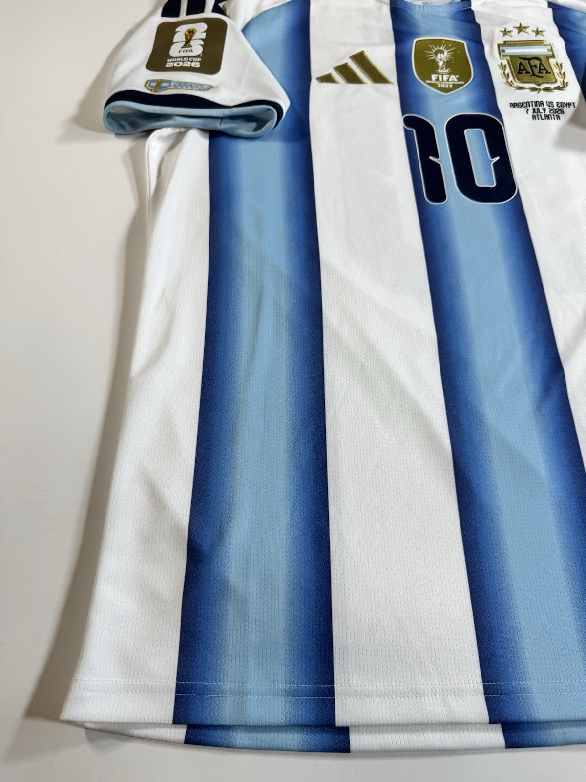 Argentina Lionel Messi FAN Version Match Detail vs Egypt Jersey Size L NWT
