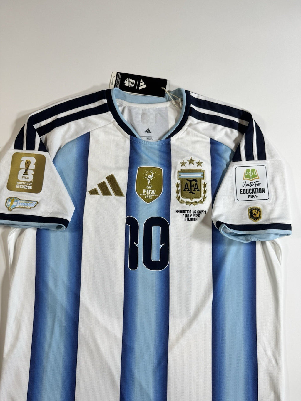 Argentina Lionel Messi FAN Version Match Detail vs Egypt Jersey Size L NWT