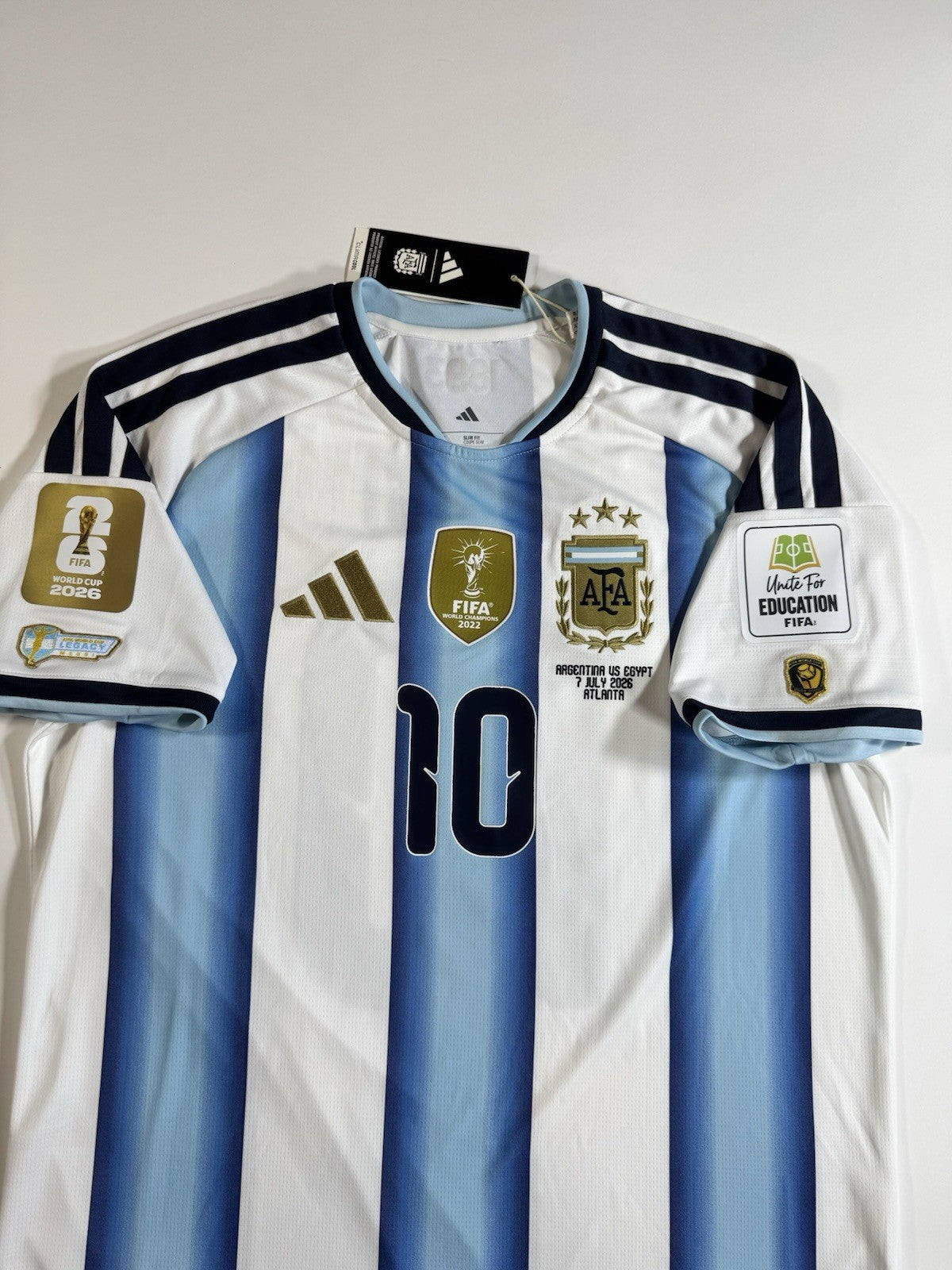 Argentina Lionel Messi FAN Version Match Detail vs Egypt Jersey Size L NWT