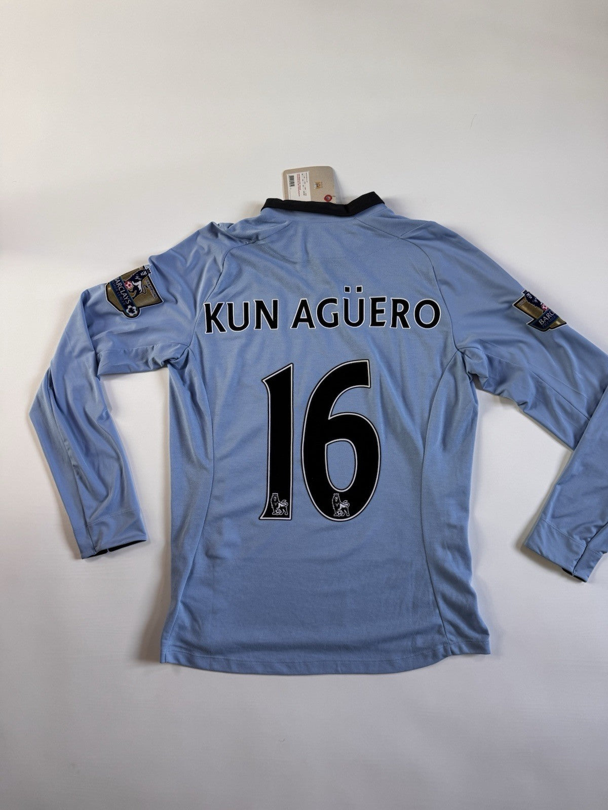 Sergio Kun Aguero Manchester City 2012 - 2013 Home Long Sleeve Jersey Sz 42 NWT