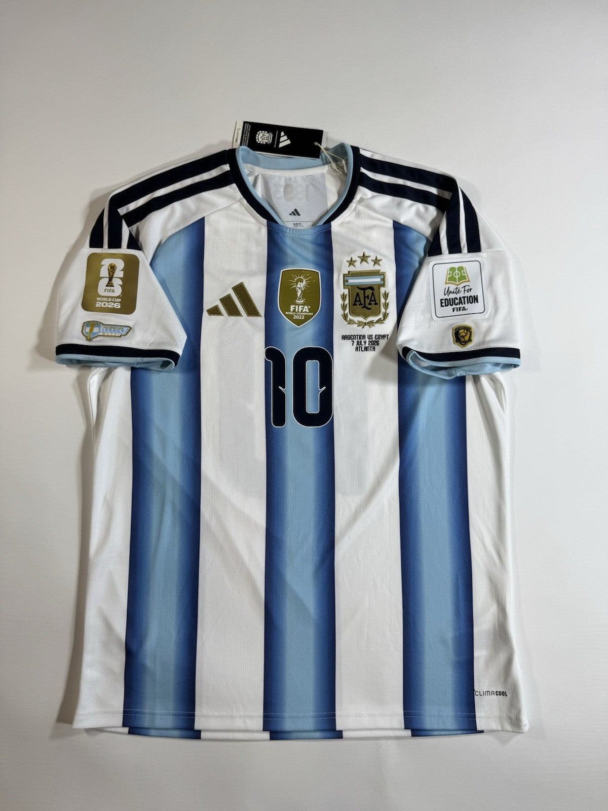 Argentina Lionel Messi FAN Version Match Detail vs Egypt Jersey Size L NWT