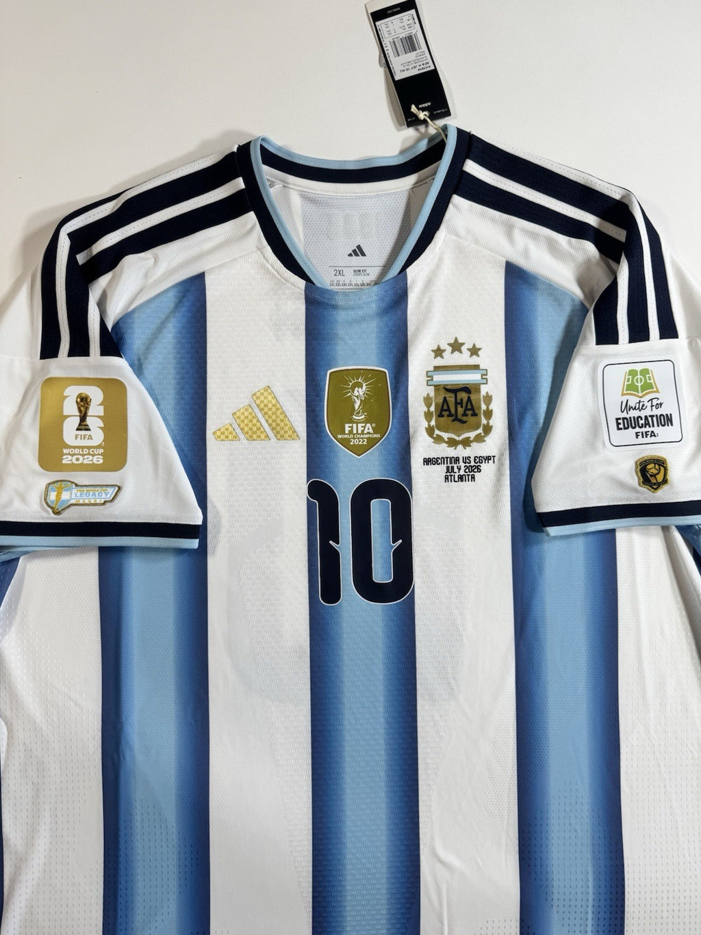 Argentina Lionel Messi Player Version Match Detail vs Egypt Jersey Size 2XL NWT