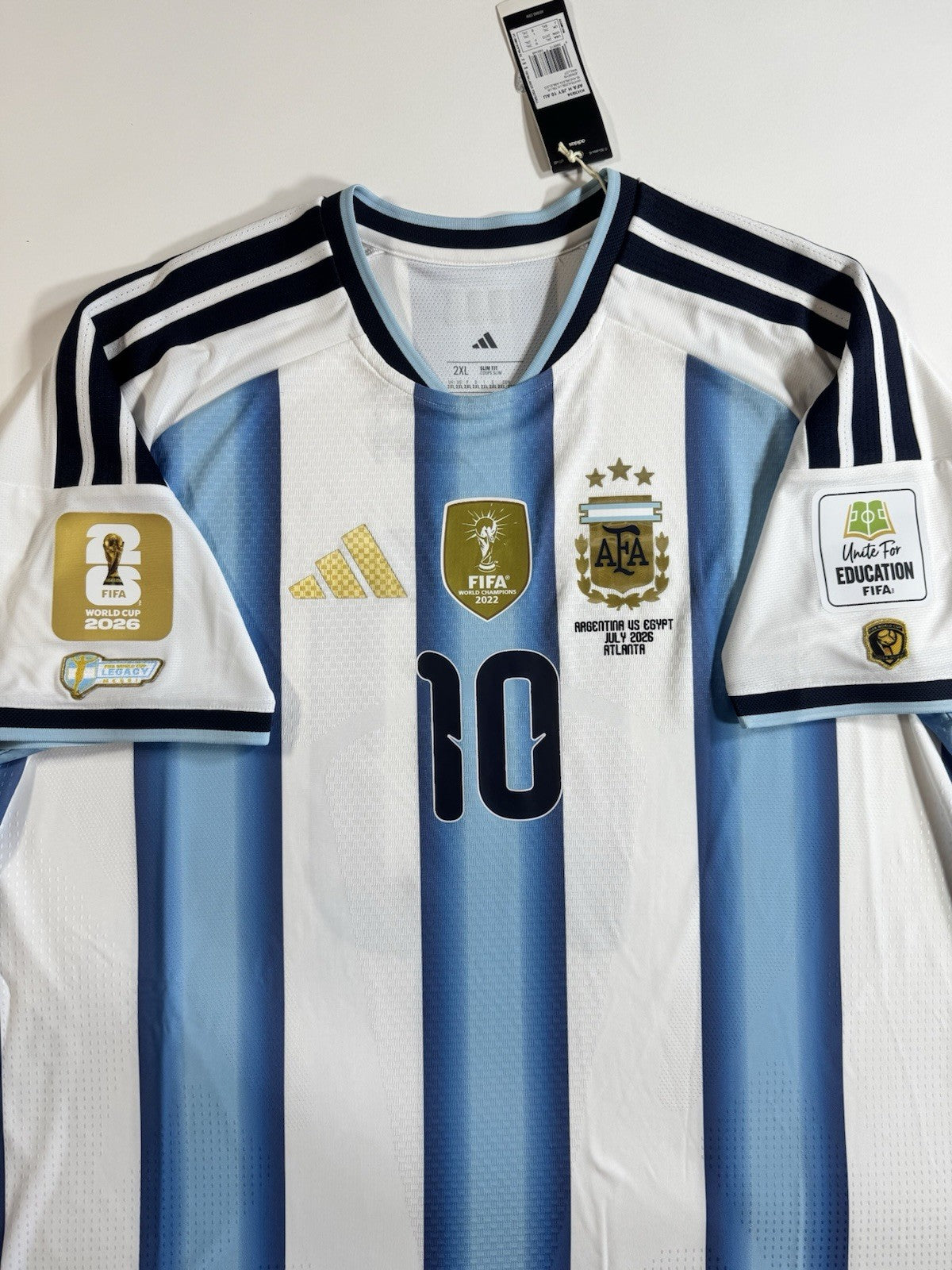 Argentina Lionel Messi Player Version Match Detail vs Egypt Jersey Size 2XL NWT