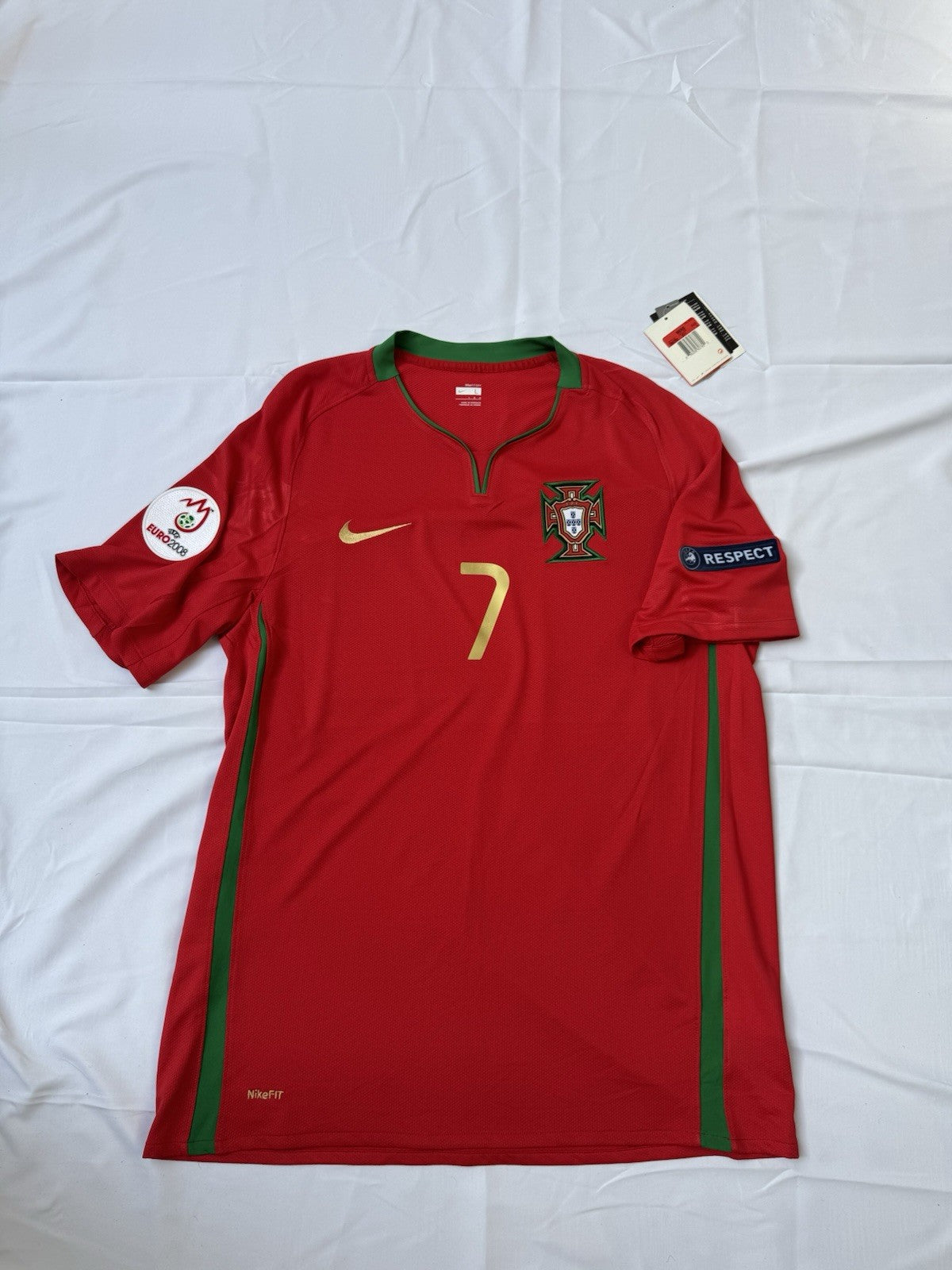 Portugal 2008 Cristiano Ronaldo Home Football Shirt Jersey Size L