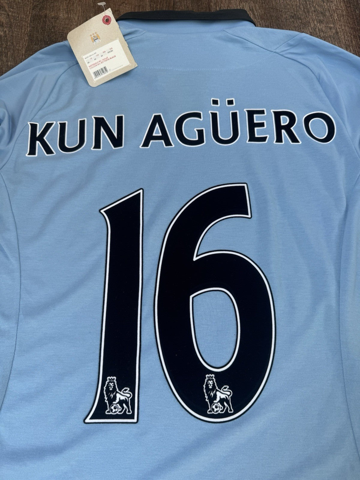 Sergio Kun Aguero Manchester City 2012 - 2013 Home Long Sleeve Jersey Sz 42 NWT